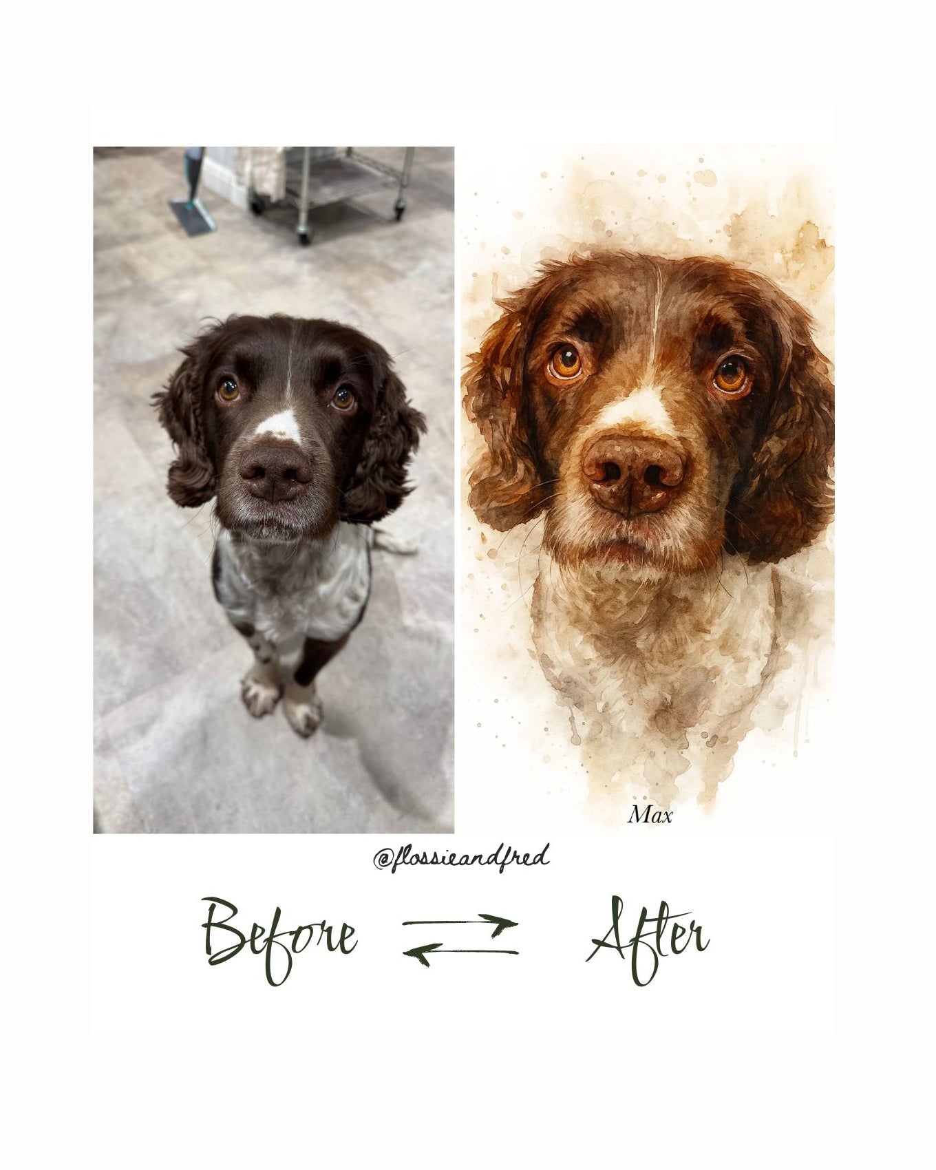 Personalised Watercolour Dog Portrait Art