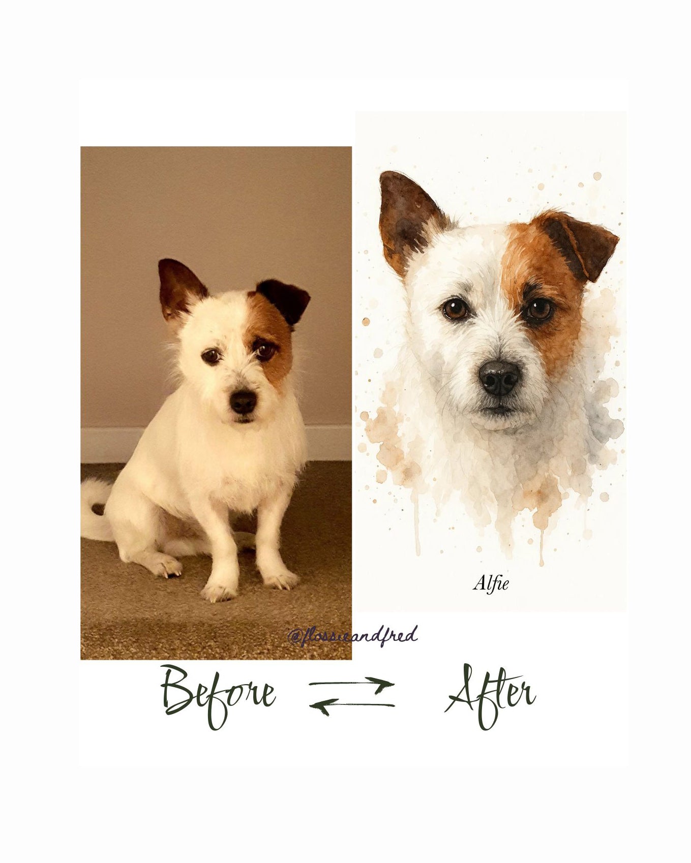Personalised Watercolour Dog Portrait Art
