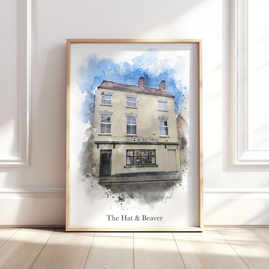 Personalised Watercolour Pub Portrait