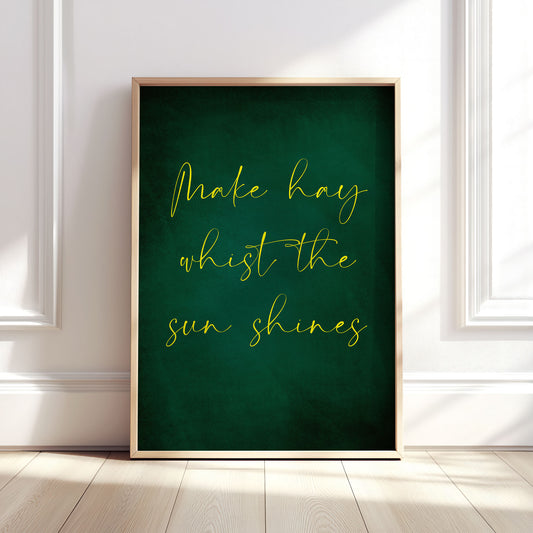 Your Own Quote Custom Wall Poster - Emerld Green Print (Yellow Text)