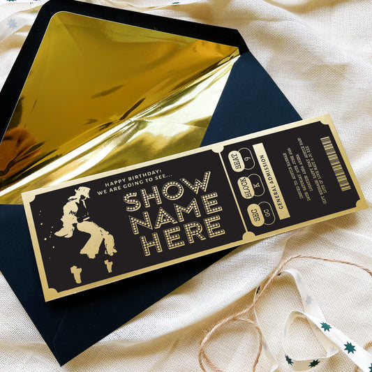 Personalised Gold Custom Theatre Show Ticket Keepsake