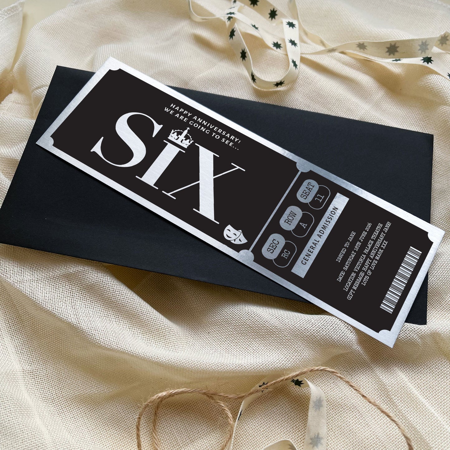 Personalised Mamma Mia Theatre Show Ticket Keepsake