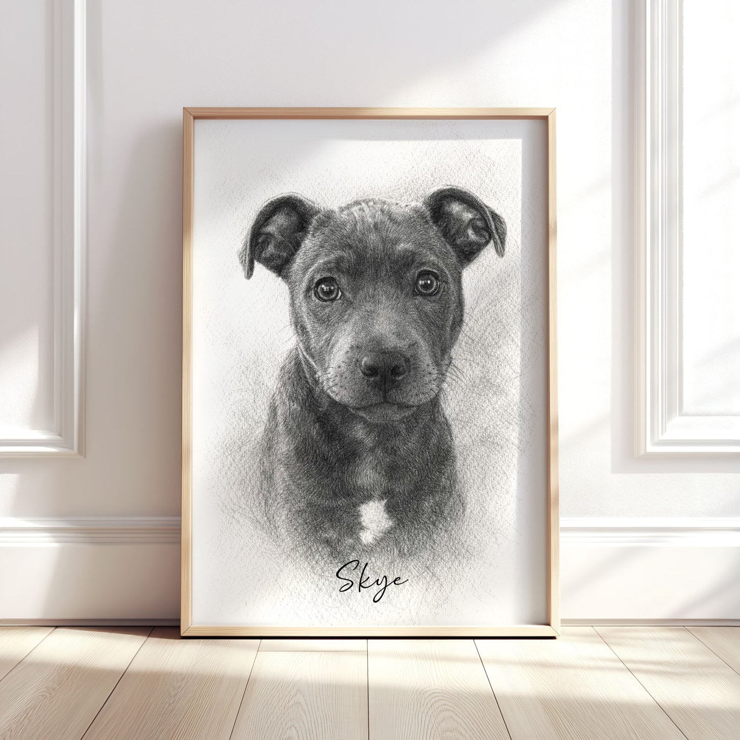 Personalised Pencil Sketch Style Pet Portrait Print