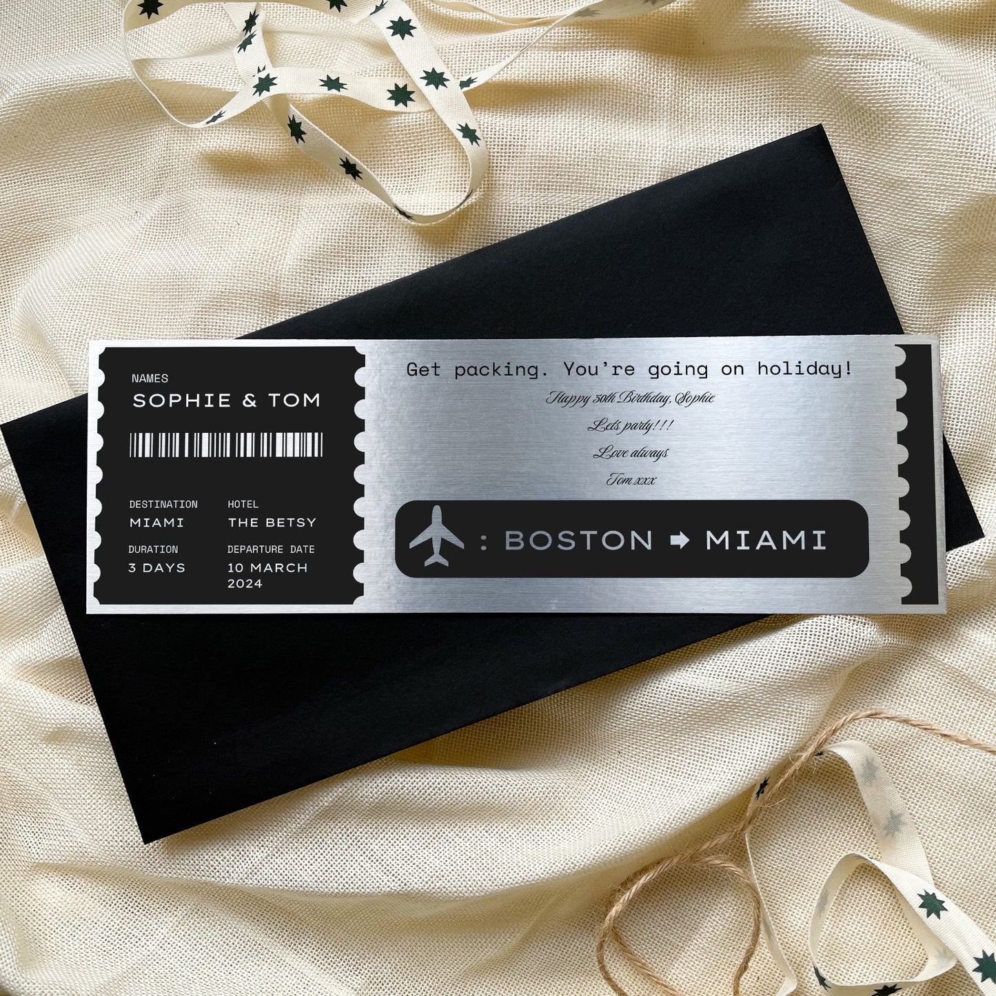 Personalised Boarding Pass Travel Ticket Keepsake