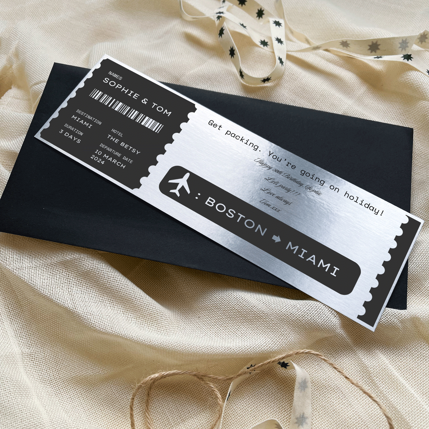 Personalised Boarding Pass Travel Ticket Keepsake