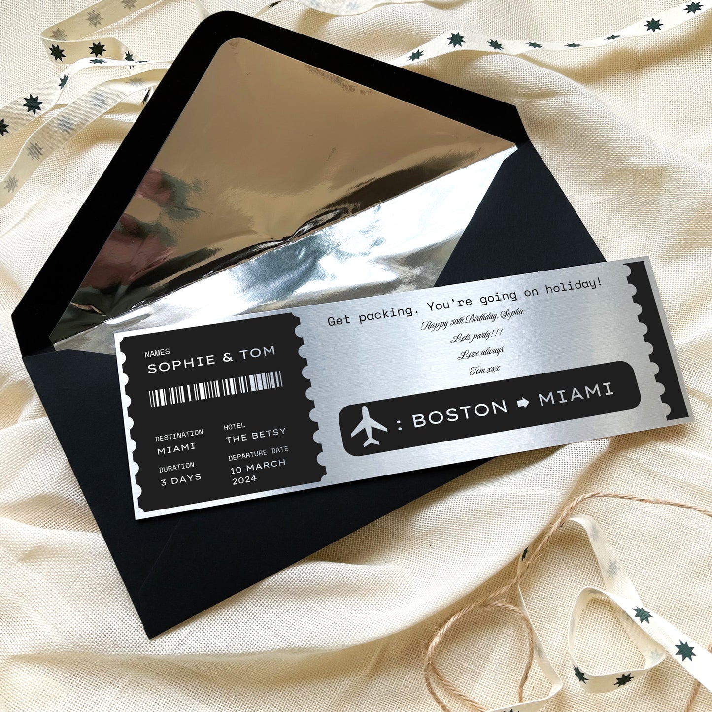 Personalised Boarding Pass Travel Ticket Keepsake