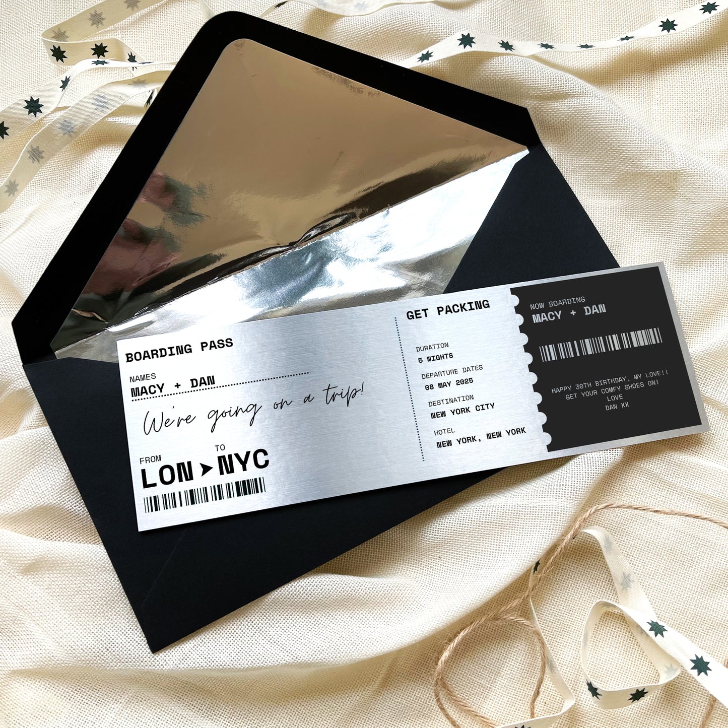 Personalised Boarding Pass Travel Ticket Keepsake