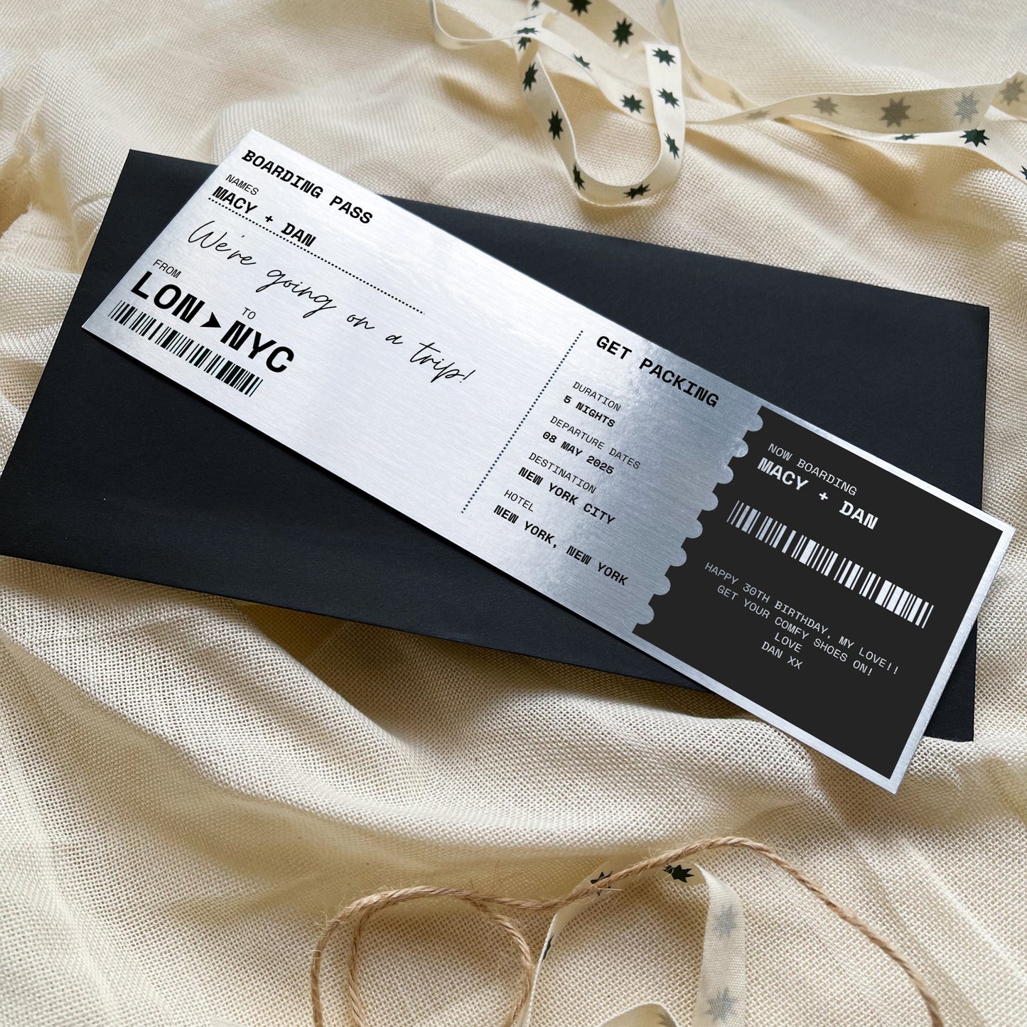Personalised Boarding Pass Travel Ticket Keepsake