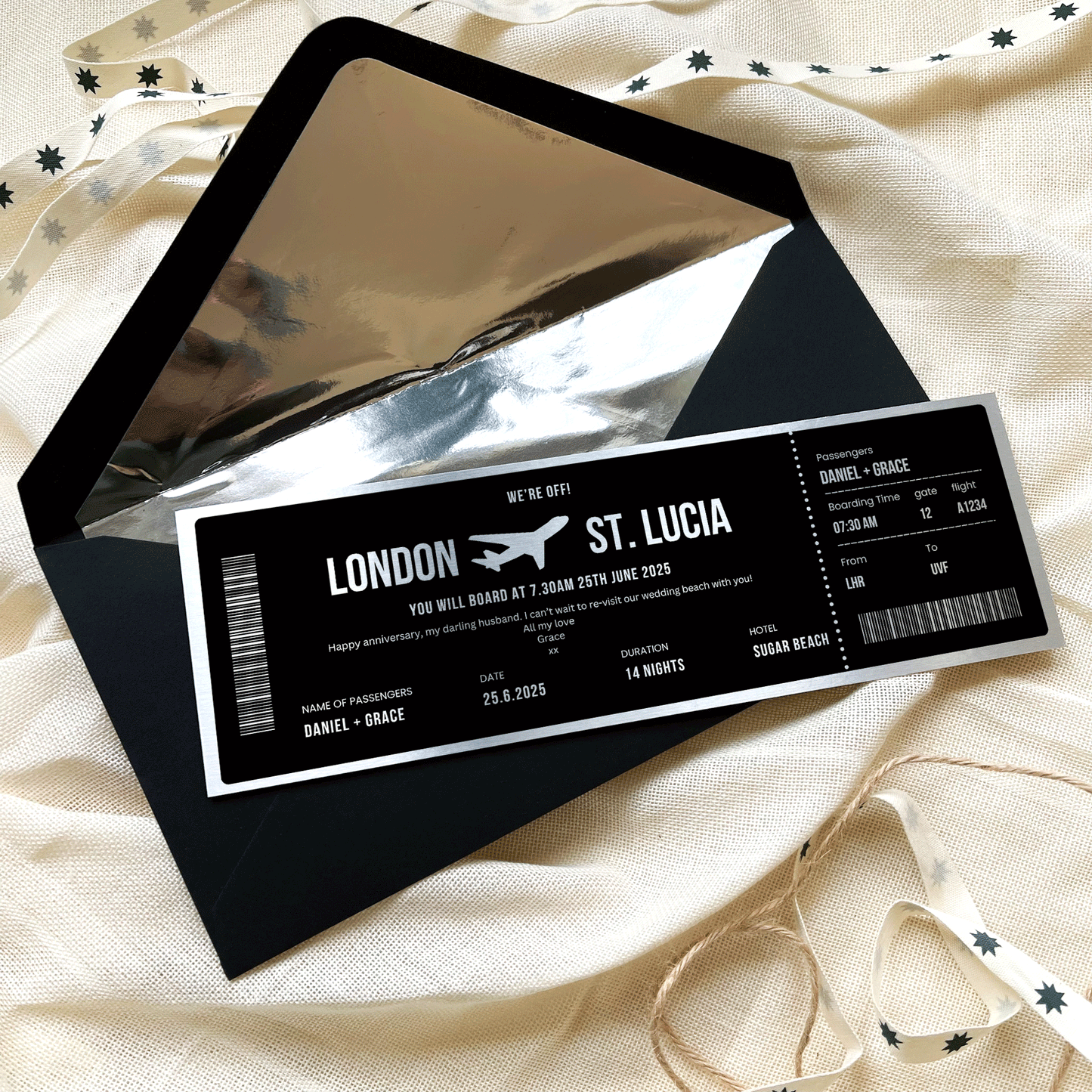 Personalised Boarding Pass Travel Ticket Keepsake