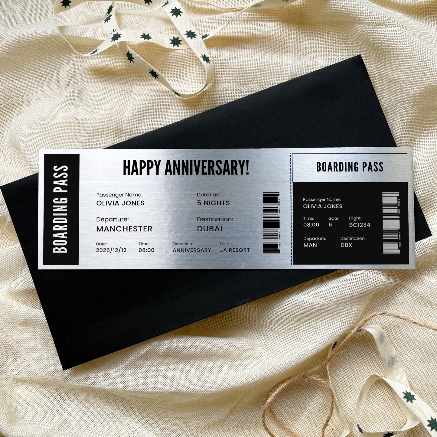 Personalised Boarding Pass Travel Ticket Keepsake
