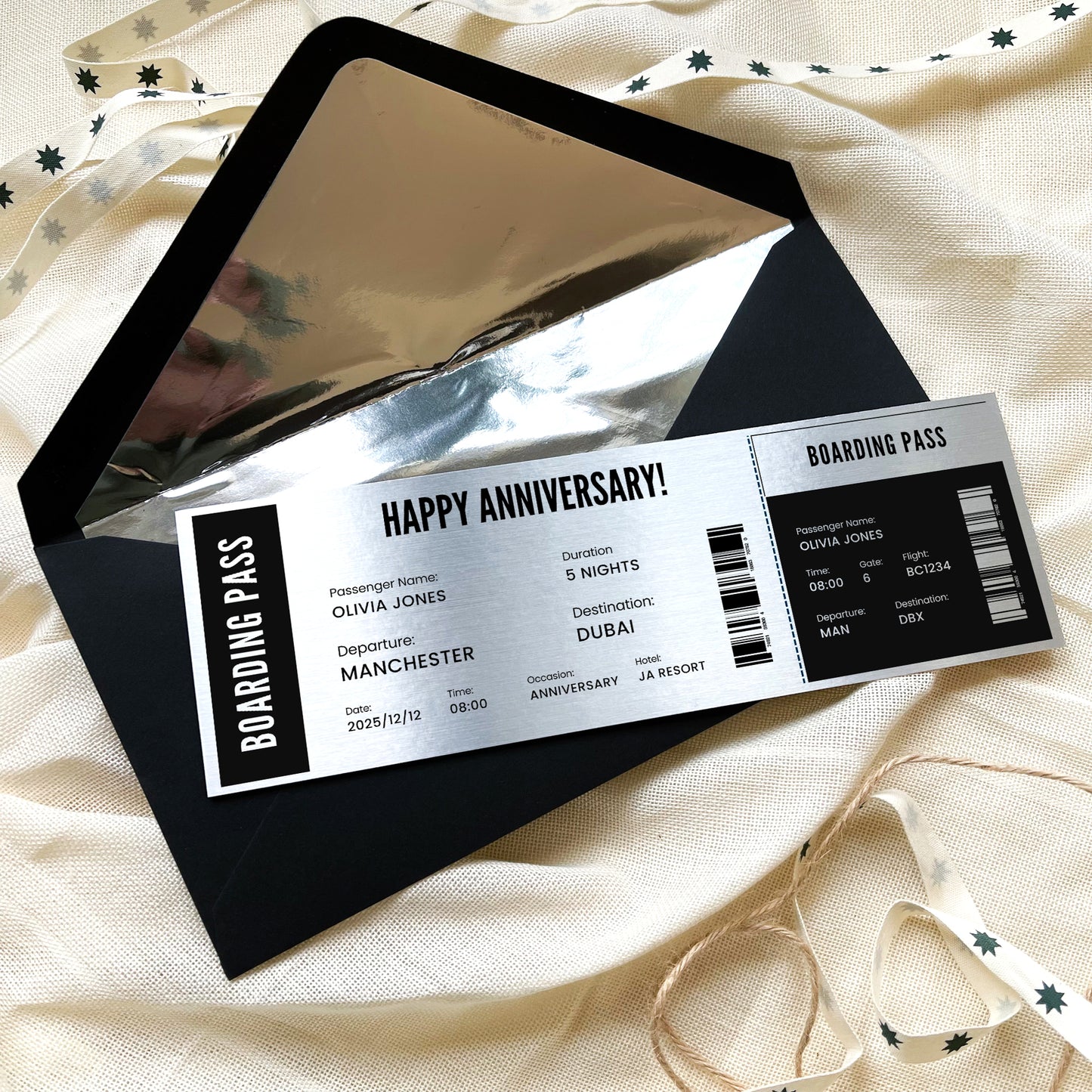 Personalised Boarding Pass Travel Ticket Keepsake