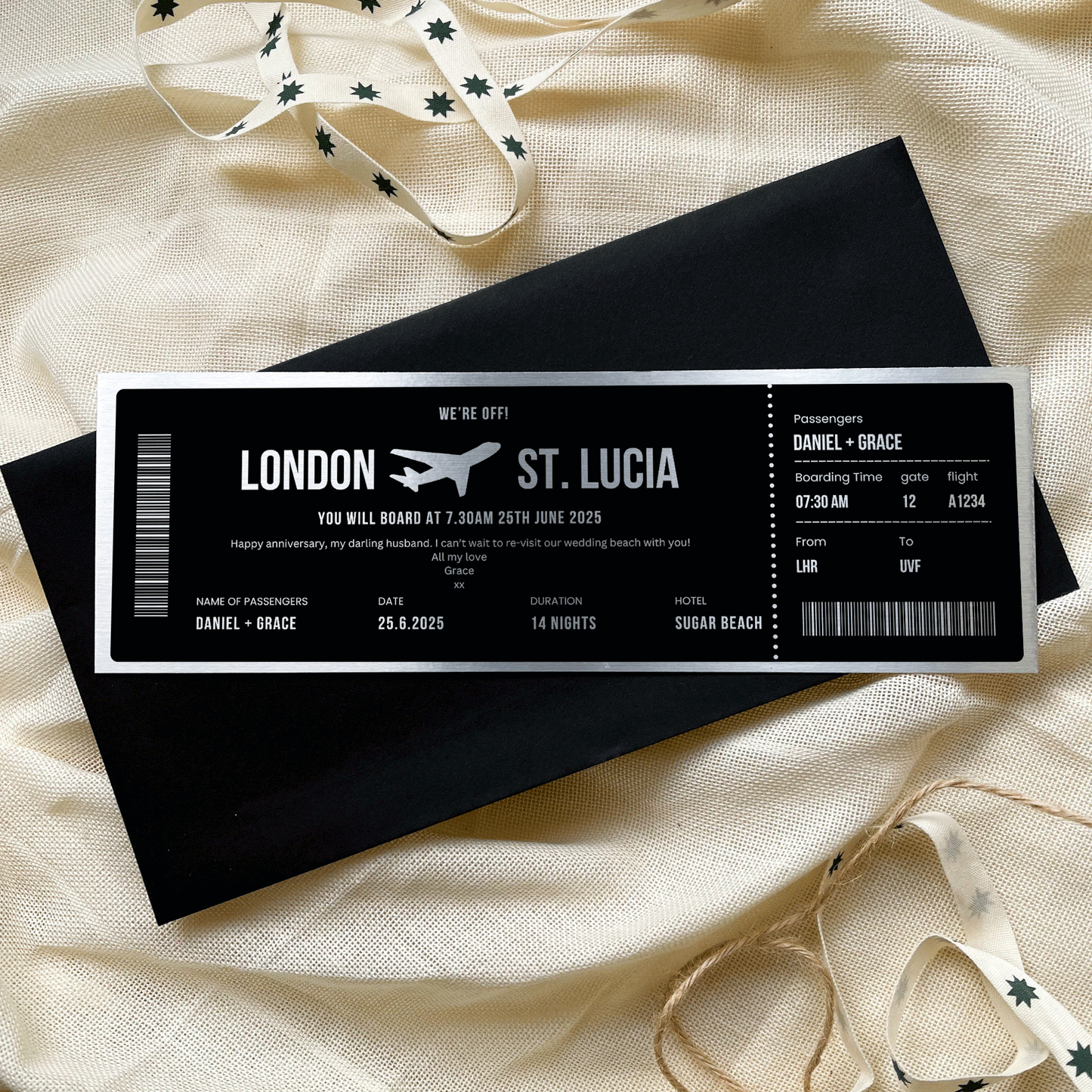 Personalised Boarding Pass Travel Ticket Keepsake