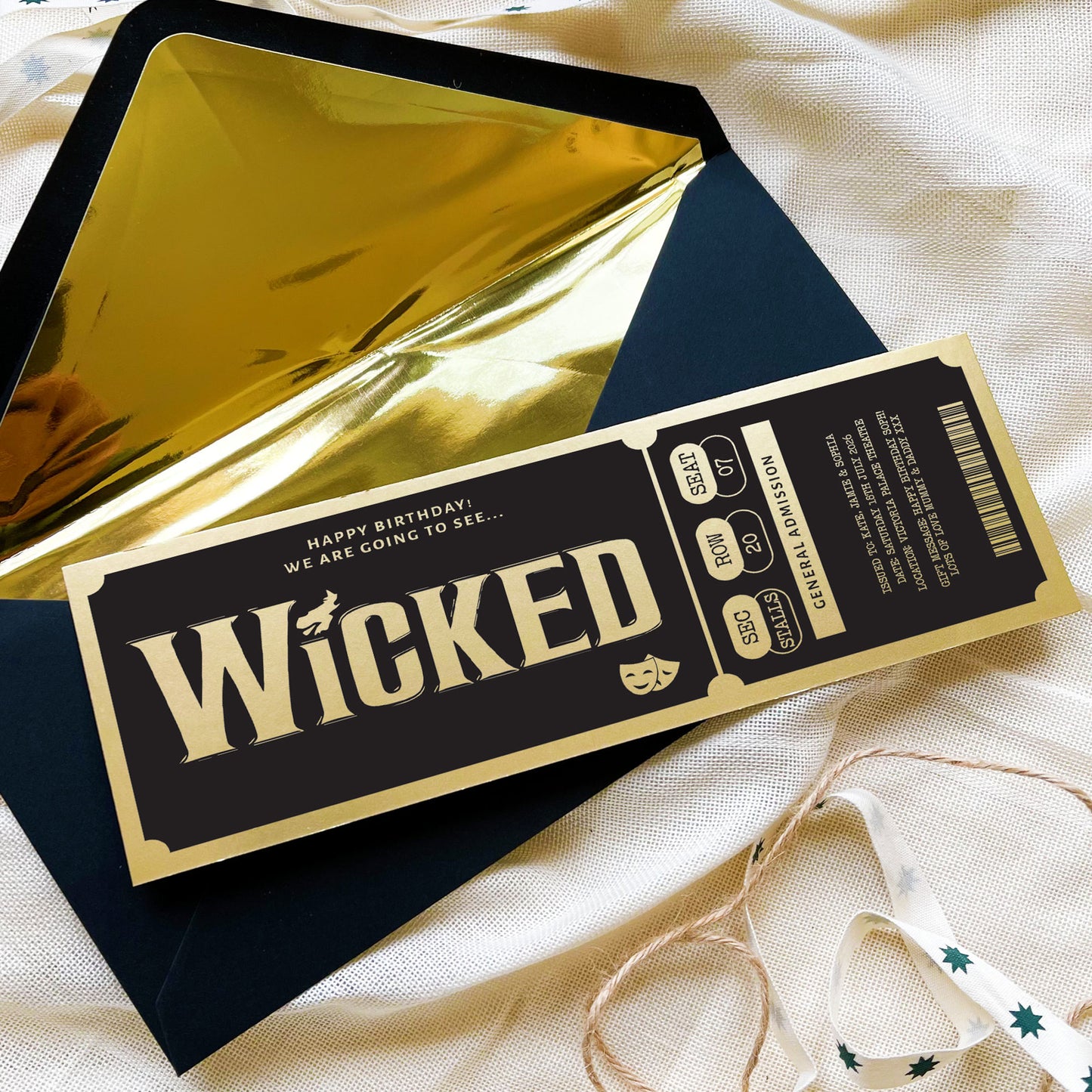 Personalised Wicked Theatre Show Ticket Keepsake