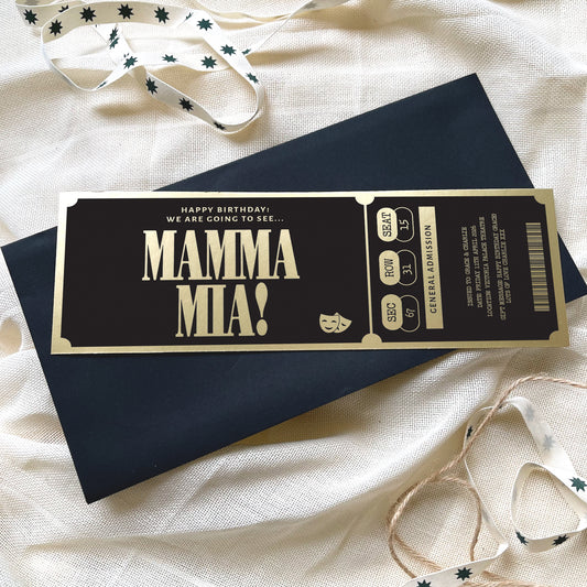 Personalised Mamma Mia Theatre Show Ticket Keepsake