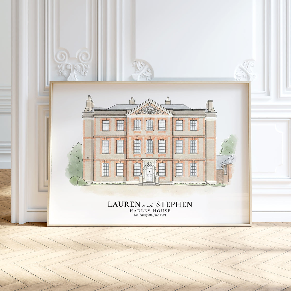 Personalised Watercolour Wedding Venue Portrait