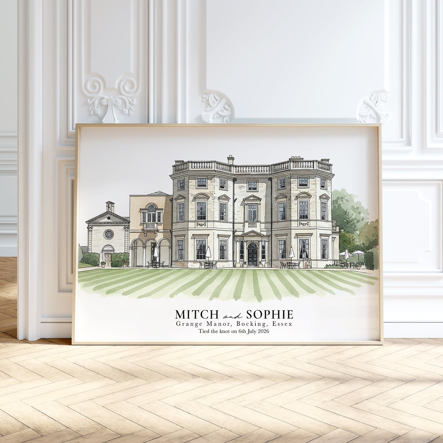 Personalised Watercolour Wedding Venue Portrait