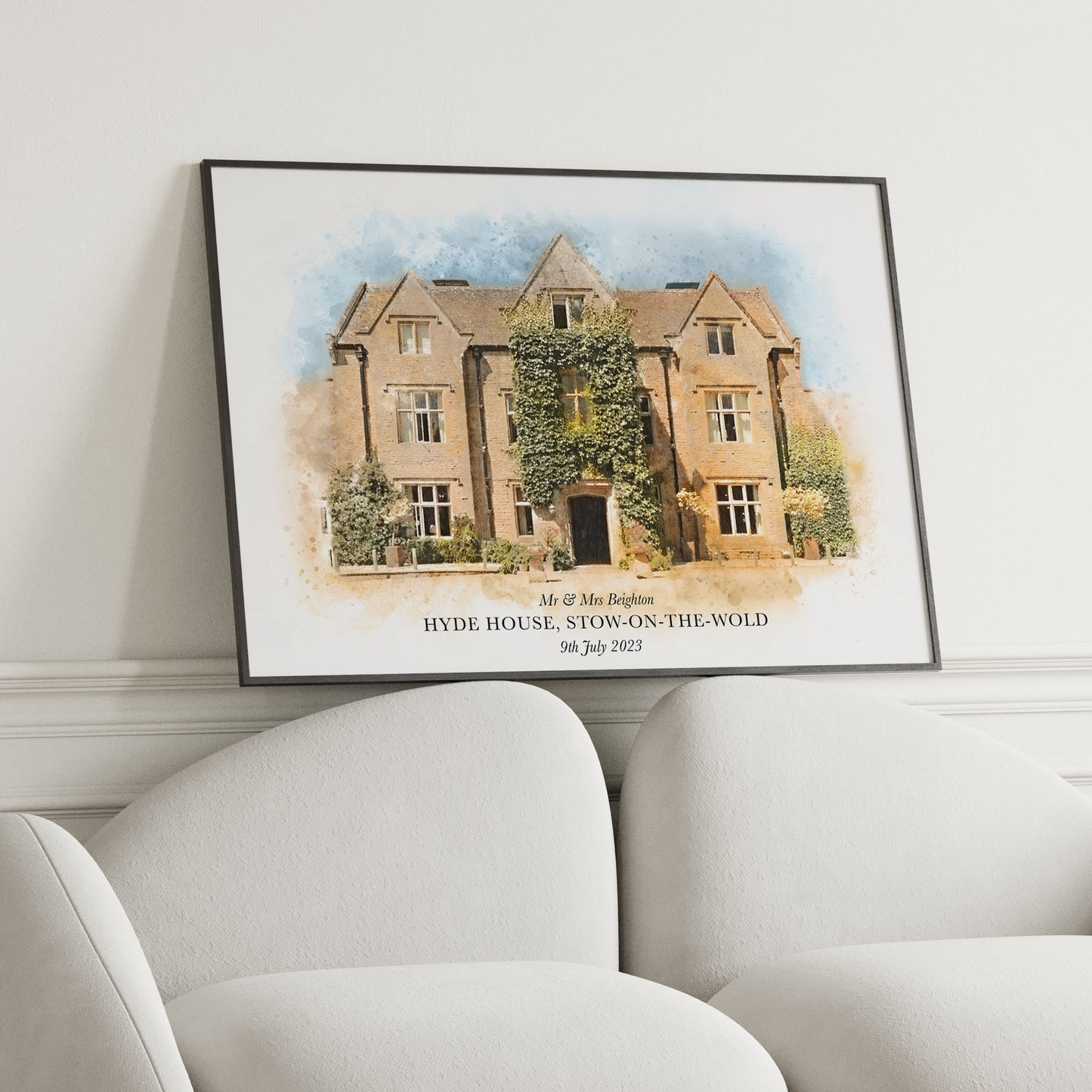 Personalised Watercolour Wedding Venue Portrait