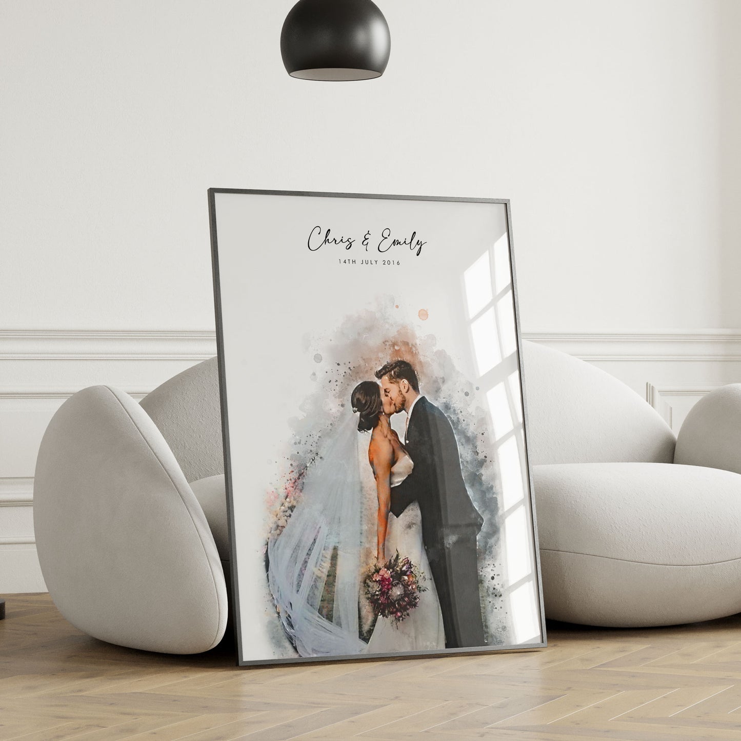 Personalised Watercolour Wedding Anniversary Photo Art