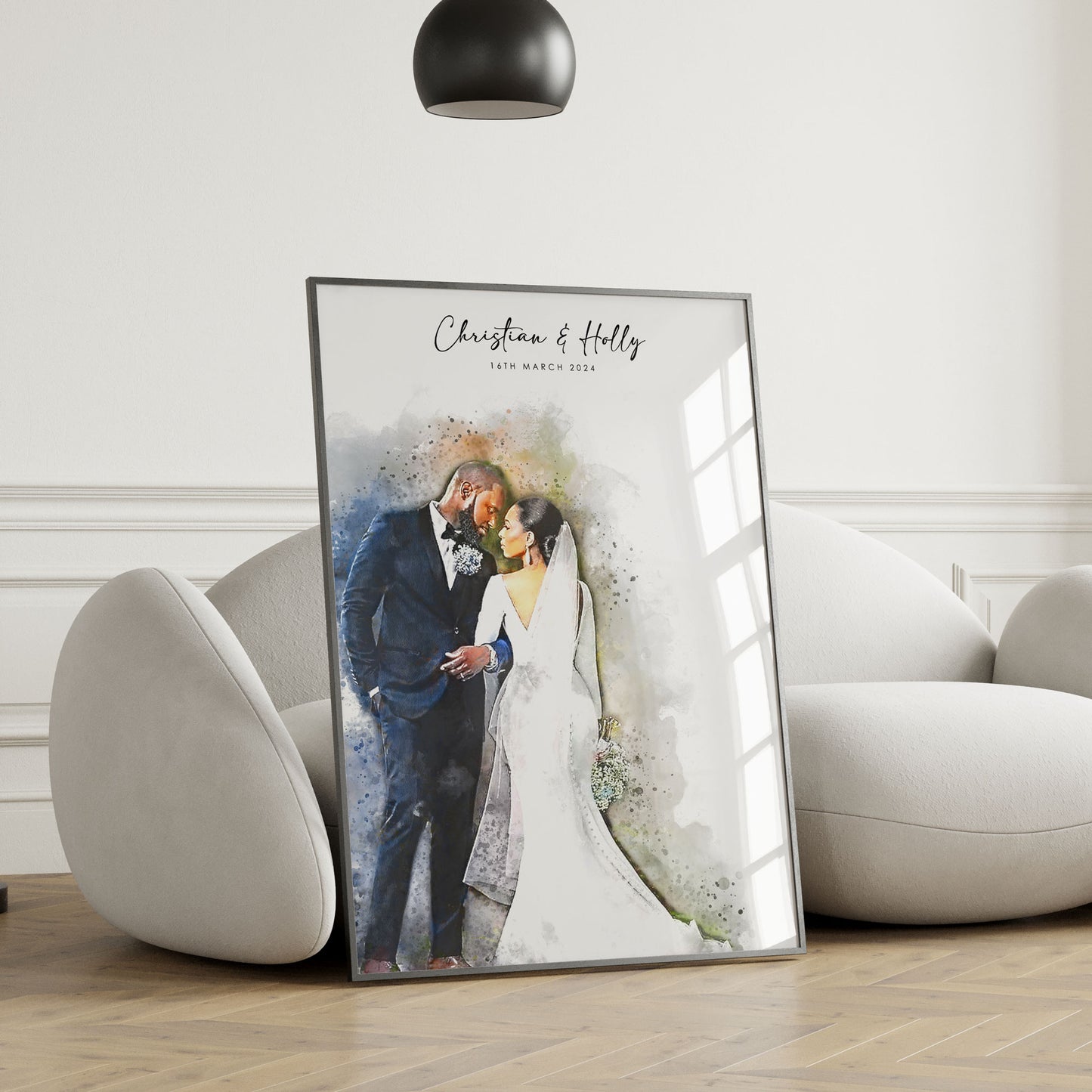 Personalised Watercolour Wedding Anniversary Photo Art