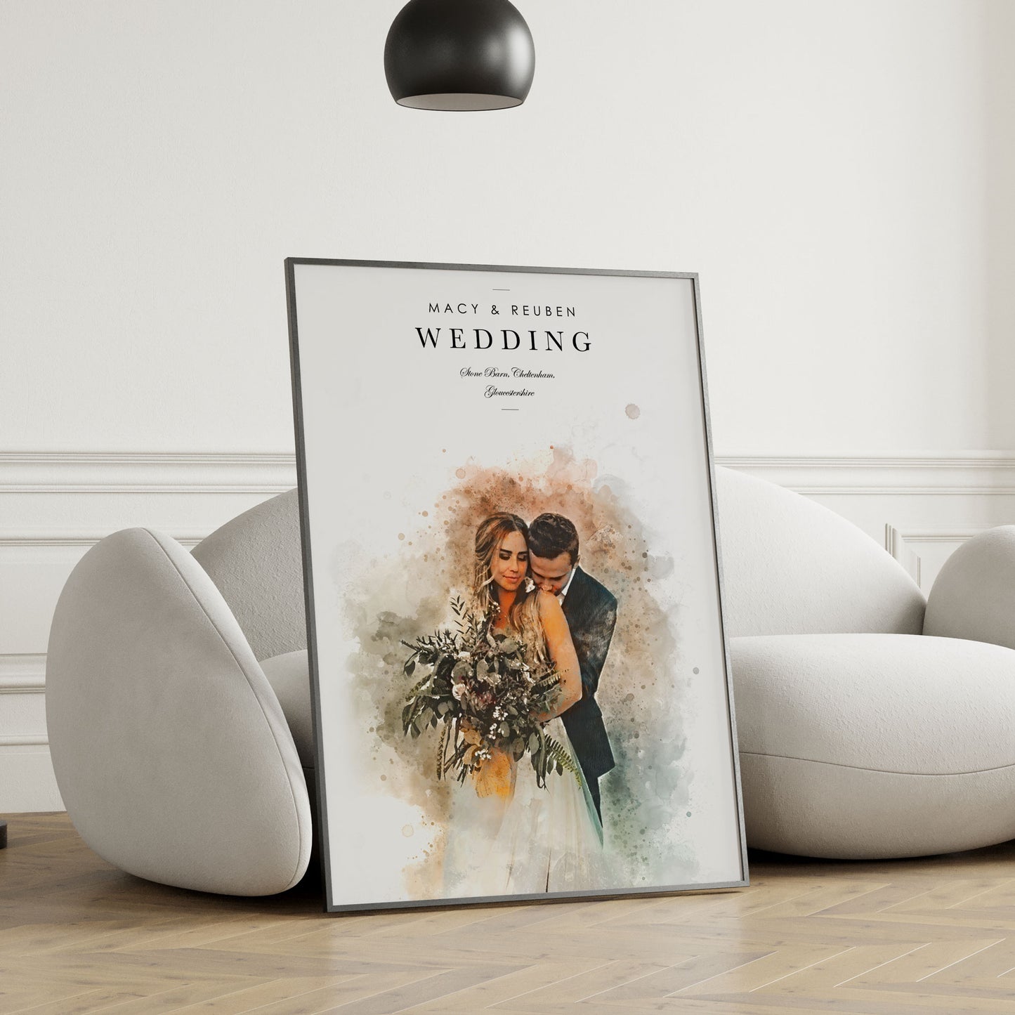 Personalised Watercolour Wedding Day Portrait