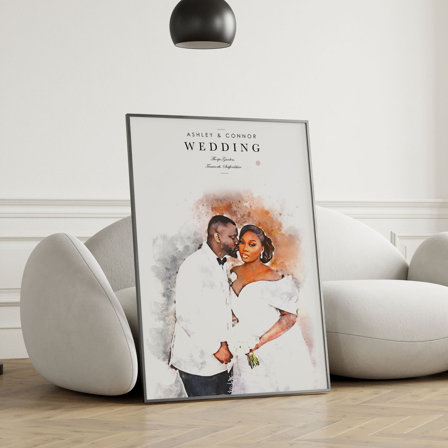 Personalised Watercolour Wedding Day Portrait