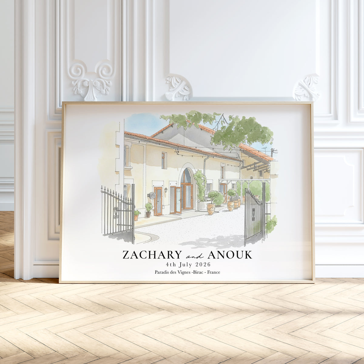 Personalised Watercolour Wedding Venue Portrait