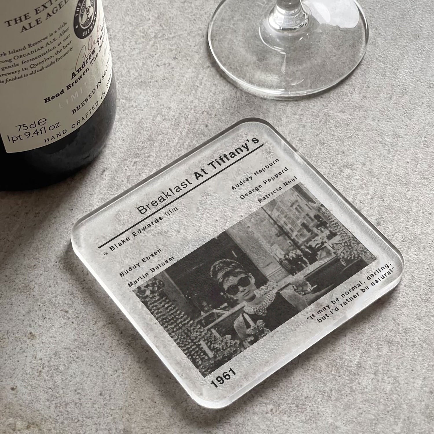 Breakfast at Tiffanys Movie Film Coaster | Wine Coasters | Gift for Wife | Birthday | Drinks Accessories | Coffee Table | Home Office Decor